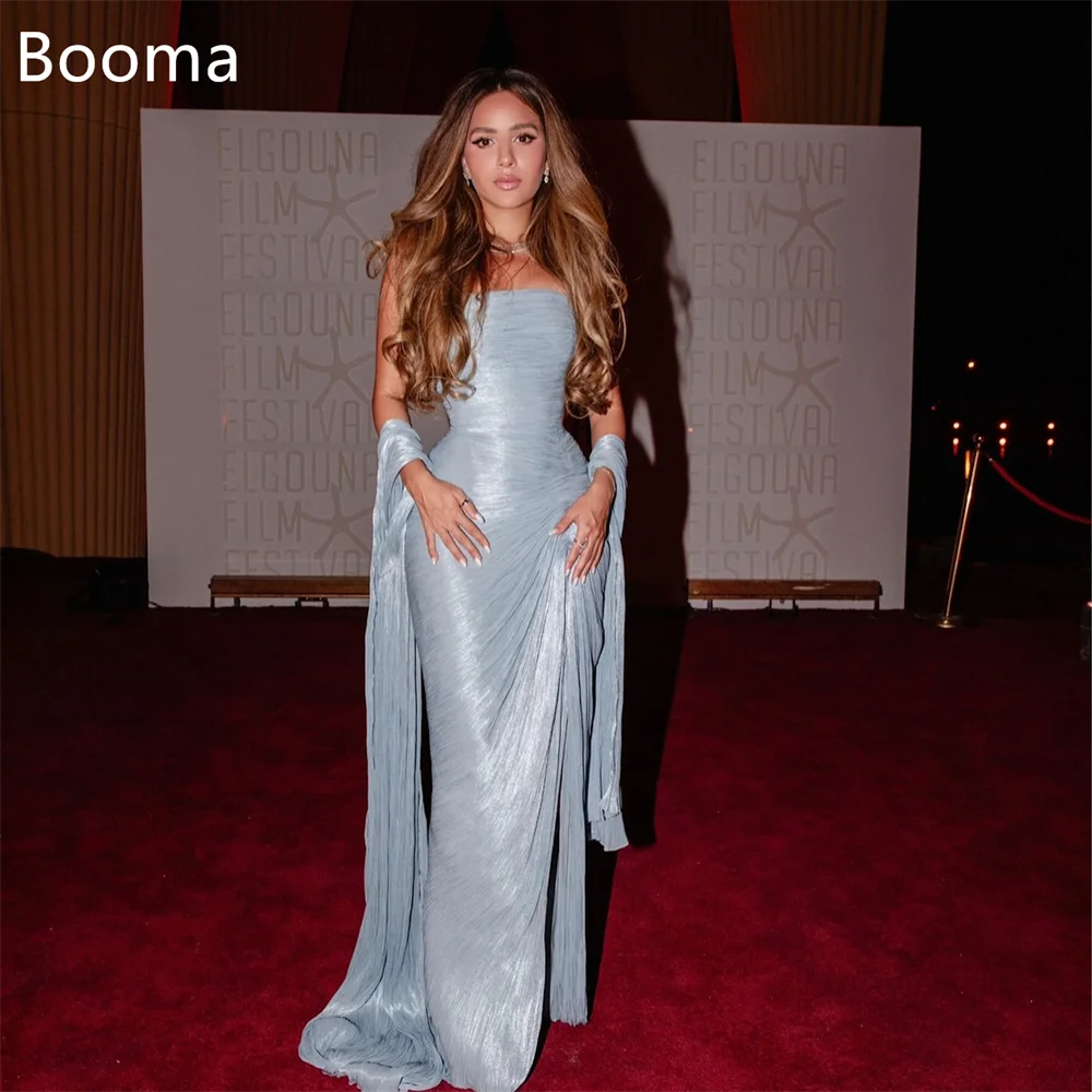 

Booma Mermaid Strapless Shiny Sleeveless Evening Dresses Formal Party Gowns for Women Pleat Elegant Prom Gown Customize 2025