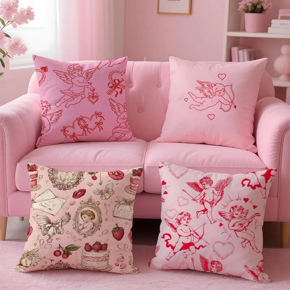 Retro Fashion romantic Cupid Love Cushion Cover Pillow Case Soft Skin Friendly Fabric & Concealed Zipper