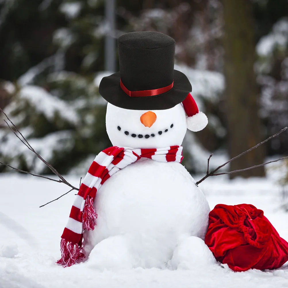 Snowman หมวกเทศกาลคริสต์มาสเครื่องแต่งกายอุปกรณ์เสริมหมวกสําหรับชาย DIY แต่งตัว Prop ตกแต่งสีดําเด็กกลางแจ้งเด็ก