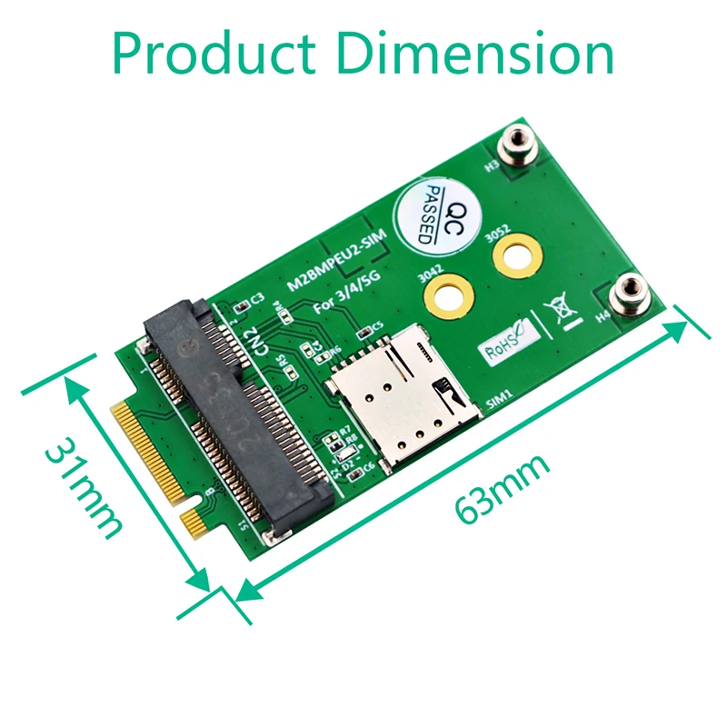 NGFF M.2 Key B to Mini PCIE Adapter Riser Board with NANO SIM Card Slot for 3G/4G/5G GSM LTE Module Mini PCIe Card to Desktop PC