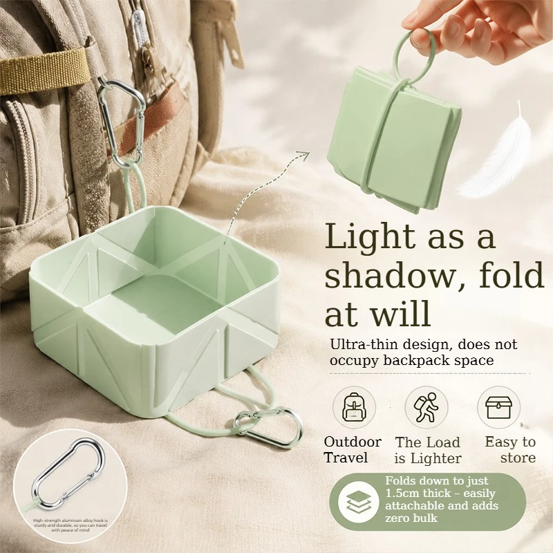 Foldable Silicone Pet Travel Bowl with Aluminum Hook Portable Dogs Cats Feeding Water Bowl for Travel Walking Pet Food Container