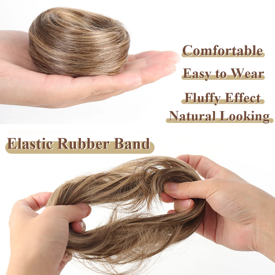Extensiones elegantes de cabello sintético despeinado con ligas elásticas, accesorios lindos para mujer 2