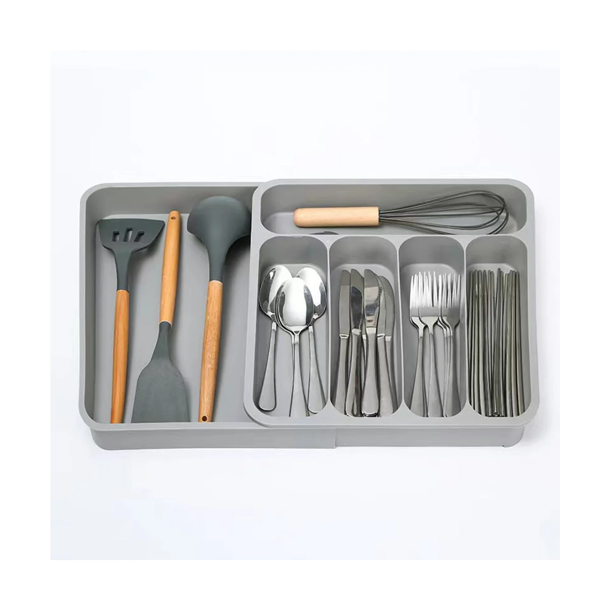 

Expandable Cutlery Drawer Organiser, Utensil Organiser for Kitchen Drawers, Adjustable Silverware Organiser