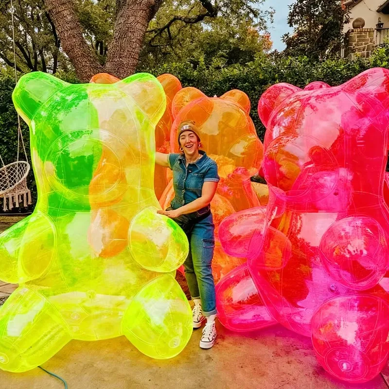 Giant Transparent PVC Inflatable Clear Teddy Bear Cute Decorative Doll for Event Decoration