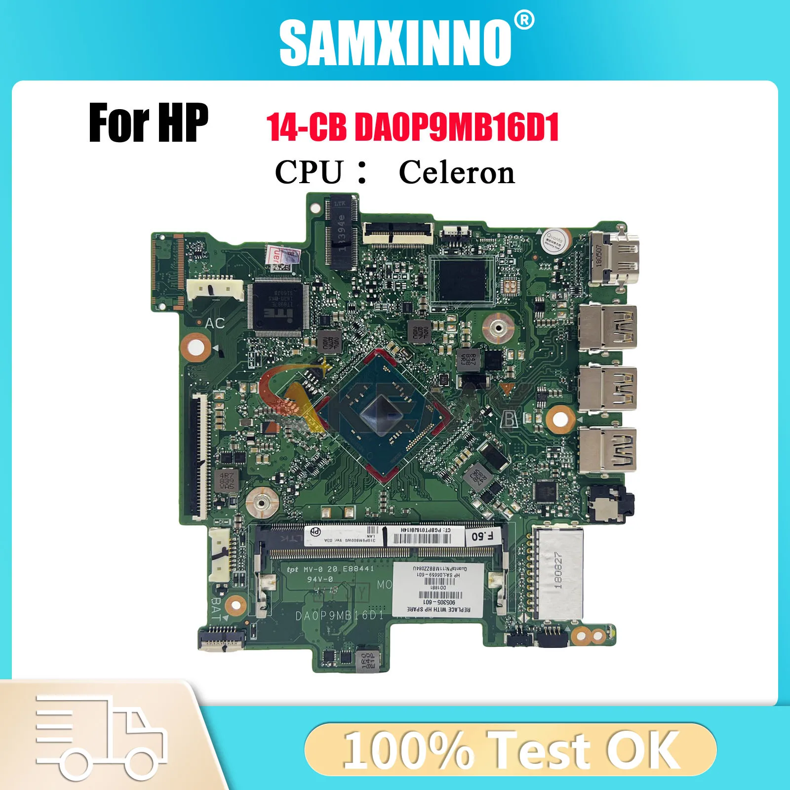 

DA0P9MB16D1 Laptop Motherboard For HP Stream 14-CB With N3060 CPU DDR3 905306-601 L06659-601 100% Fully Tested