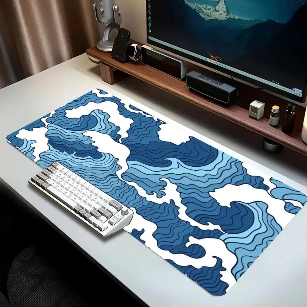 Great Wave Gaming Mouse Pad Large Desk Mat Japanese Ocean Extended Keyboard Mat Non Slip Gamer Carpet