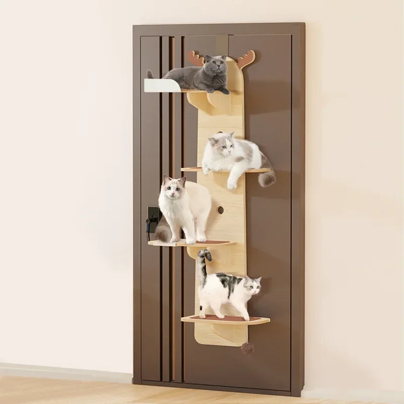 Convenient hanging door cat climbing frame scratching board integrated wall jumping platform door