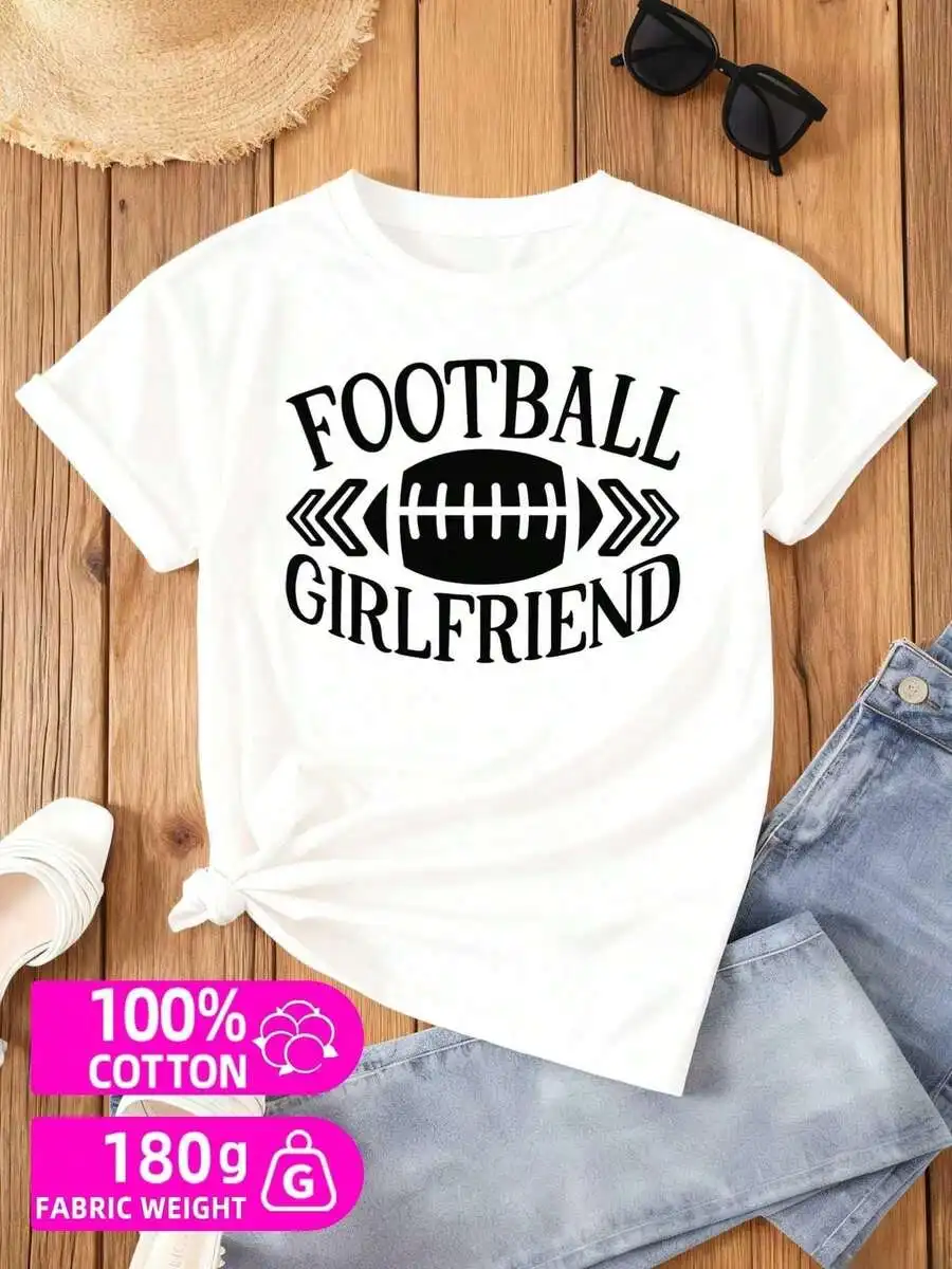 

White Cotton Geometric Pattern T-Shirt For Women, Loose Fit Casual Streetwear Tee