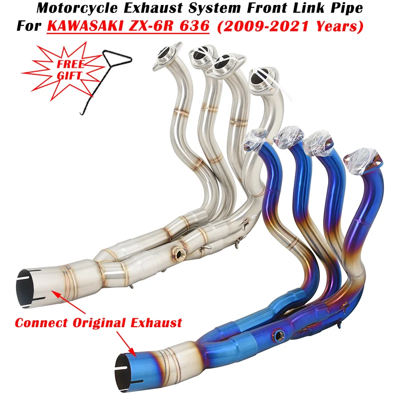 For KAWASAKI ZX6R ZX-6R ZX 6R 636 2009 - 2019 2020 2021 Motorcycle Exhaust System Moto Escape Modified Muffler Front Link Pipe