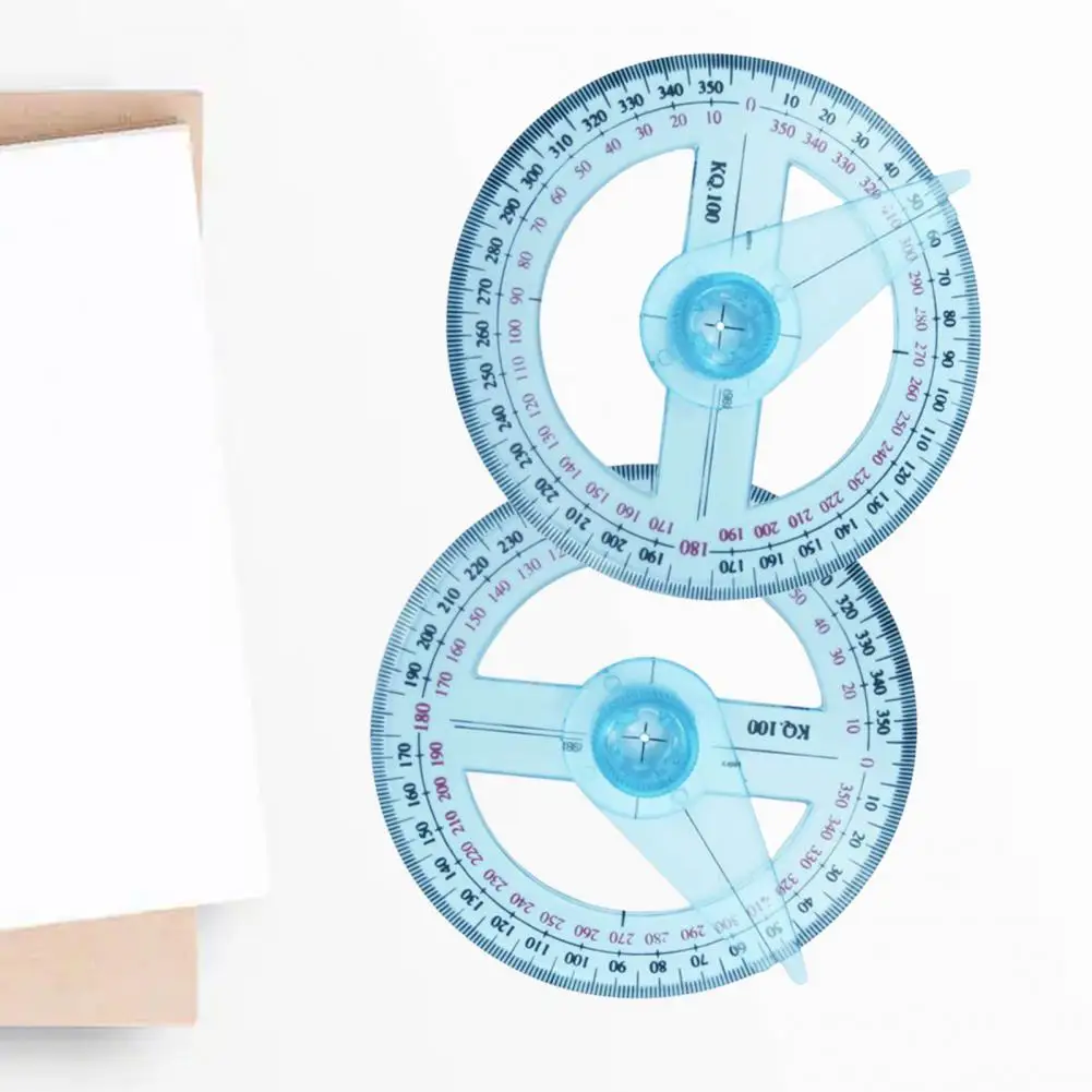 Blue Color  Excellent Angle Protractor with 360 Degree Rotating Pointer Plastic Angle Protractor Easy to Read   Office Supplies