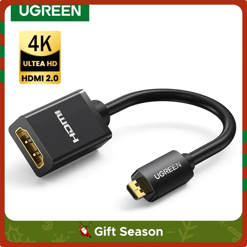 UGREEN  Micro HDMI-Compatible Adapter 4K /60Hz Micro  Male to   Female Cable Connector Converter for Raspberry Pi 4 GoPro Micro