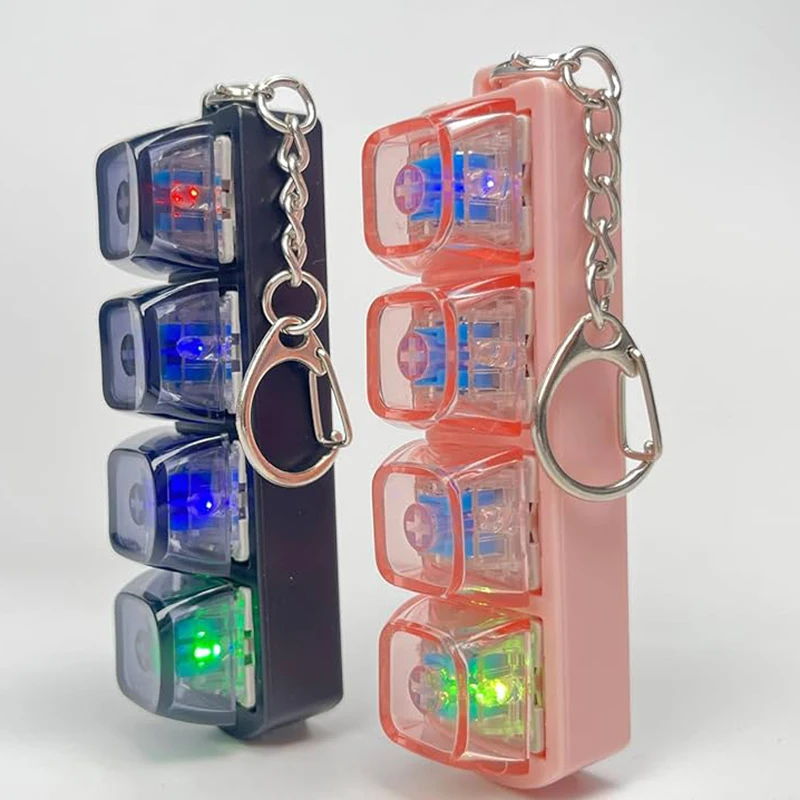8Colors Keys Mechanical Keyboard Axis Tester Keychain Stress Relief Clicker Fidget with LED Decompression Clicker Gadget Gift