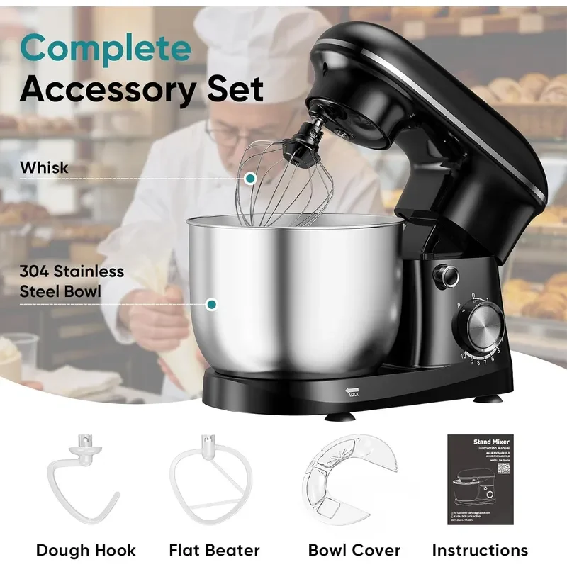 6.3 Qt Stand Mixer 10-Speed Tilt-Head Electric Mixer for Baking