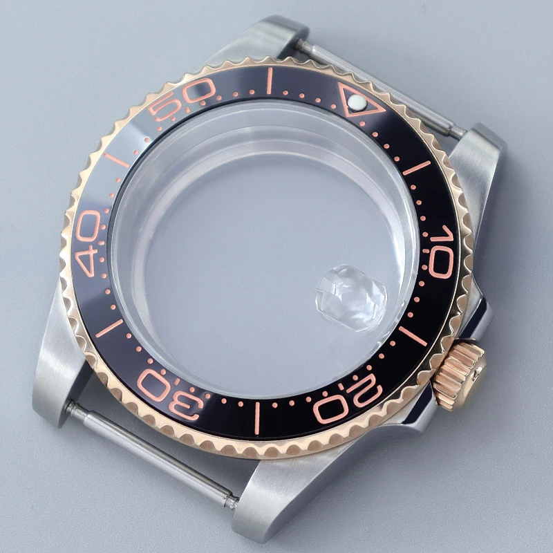 

40mm Ms. Watch Case Sapphire Glass Silver Rose Gold MOD For SUB Seiko Nh35 Nh36 Nh34 Nh38 Eta 2824 Miyota 8215 8205 28 5mm Dial