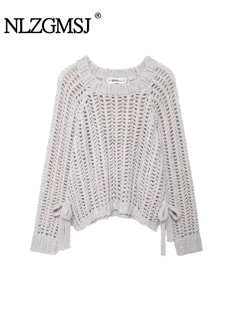 

NLZGMSJ Knitted Woman Hollow Tassel Casual Long Sleeved Sweaters Women Autumn Knitwears Coat ﻿﻿﻿﻿