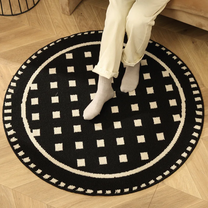 VIKAMA Round Carpet Coffee Table Bedroom Bedside  Study Swivel Chair Hanging Basket Computer Chair Crystal Velvet Mat Home Decor