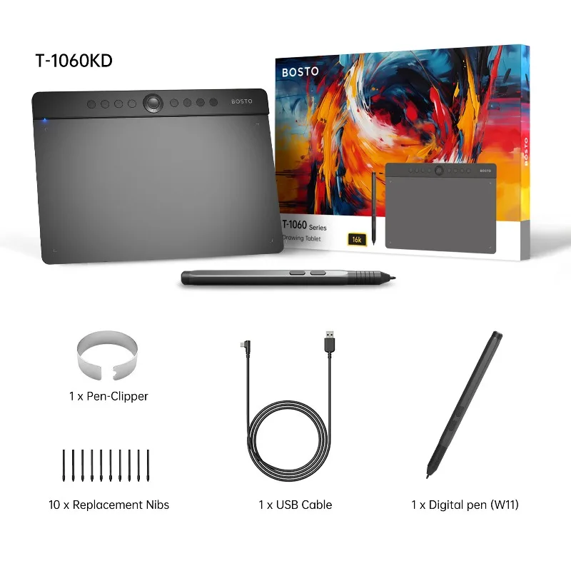 Graphic Tablet 10 Inch Digital Drawing Tablet Battery Free 5080 Lpi Art Animation for Android Windows Mac