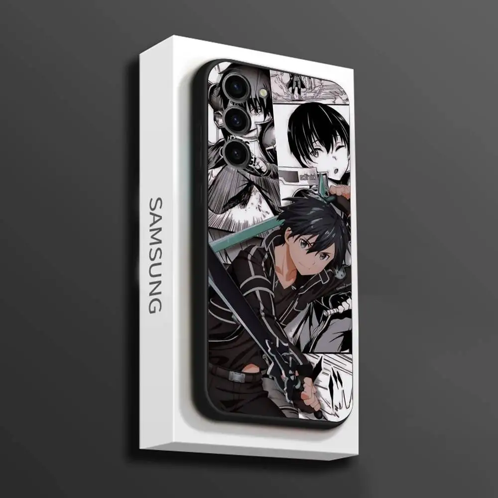 حافظة هاتف Sword Art Online SAO Kirigaya لهاتف سامسونج جالاكسي A 91,80,73,72,71,53,52,51,22,5G غطاء أسود ناعم مقاوم للصدمات