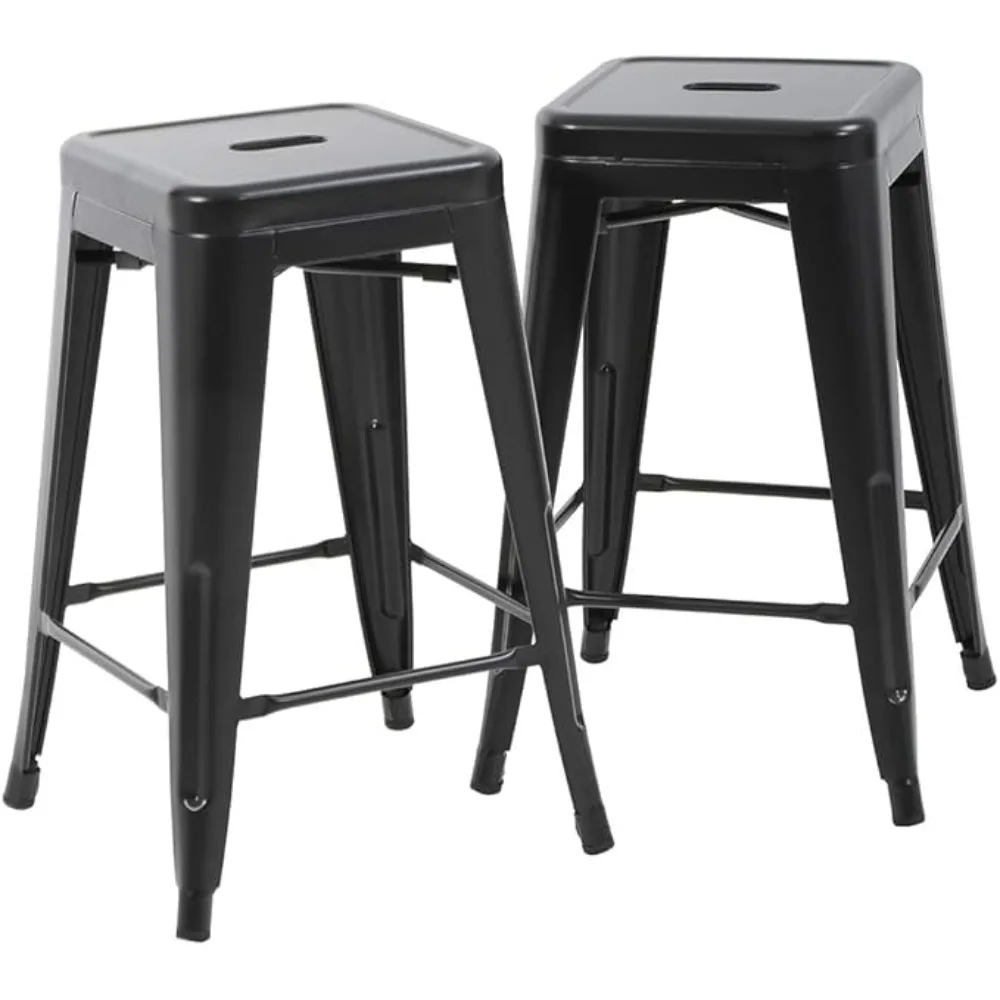 Bar Stools Counter Stool Barstools Set of 2 Industrial Metal Bar Stools Patio Furniture Modern Backless 24” Stackable Metal