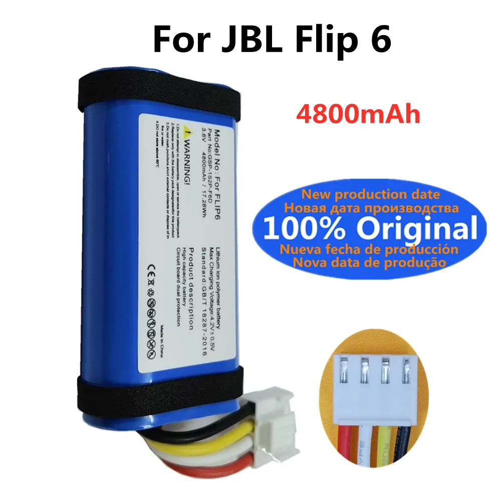 

New Player Speaker Original Battery For JBL Flip 6 Flip6 4800mAh Wireless Bluetooth Speaker Battery Bateria