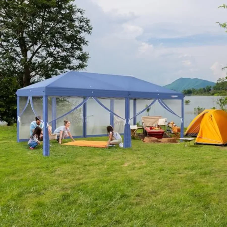 10x20 Pop Up  with Sidewalls Wheeled Bag Easy Up  Tent with Nettings Sned in Gazebo for Camping Sned  10x20