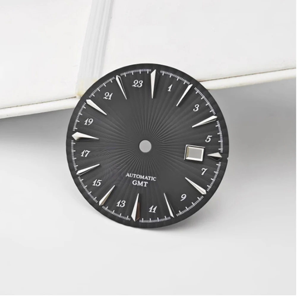 1 peça mostrador de relógio nh34 com janela, mostrador gmt de substituição para relógio mecânico de coquetel de 35mm srpb41j1 para movimento nh35 nh36