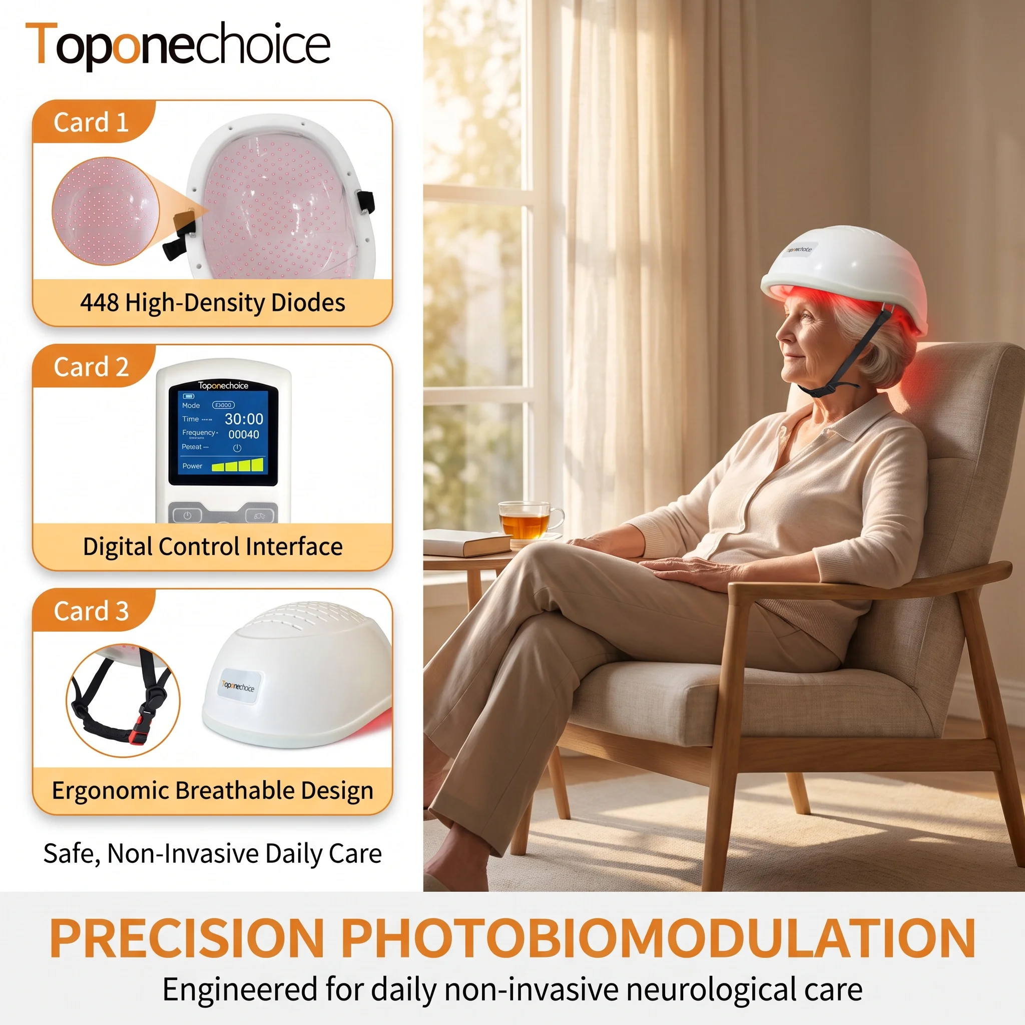 New Upgrade 810nm NIR Non-invasive Brain Stimulation Device PBM Helmet 448 Diodes for Dementia Parkinson Stroke Cognitive Care