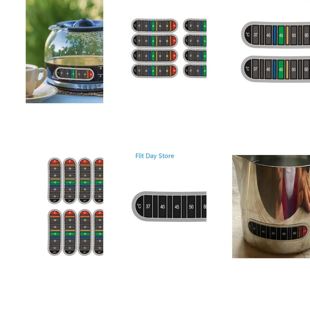 F92C Adhesive Water Bottle Thermometers Strips Coffee Cup Thermometers Sticker Displays in Degrees for Test Water Temperature