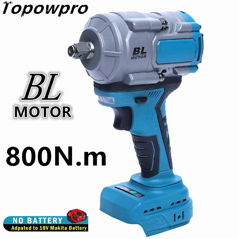 

800N.m 1/2inch Brushless Electric Impact Wrench Car Truck Repair Cordless Rechargeable Power Tools For Makita 18V Battery