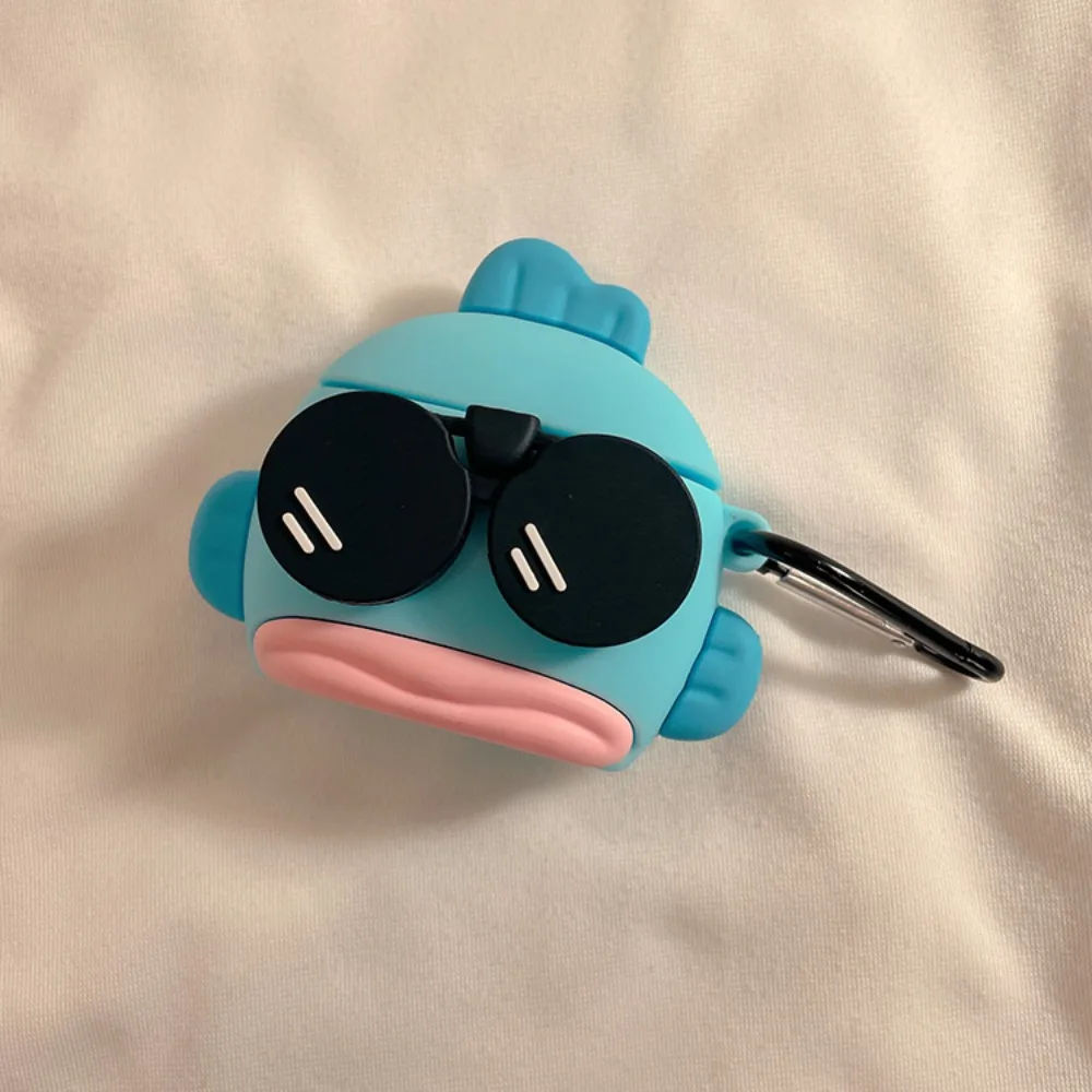 Kawaii Hangyodon Sunglasses Protective Case for Airpods 1 2 3 Pro Sanrio Keychain Anime Girl Cool Fashion Cool Silicone Cover