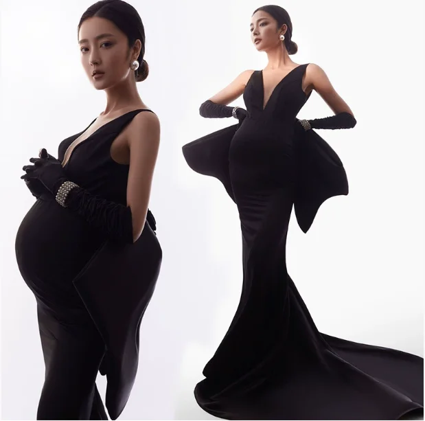 Extra Long Trailing Maternity Photo Dress Maternity Photography Slim Fish Tail Dress Party
