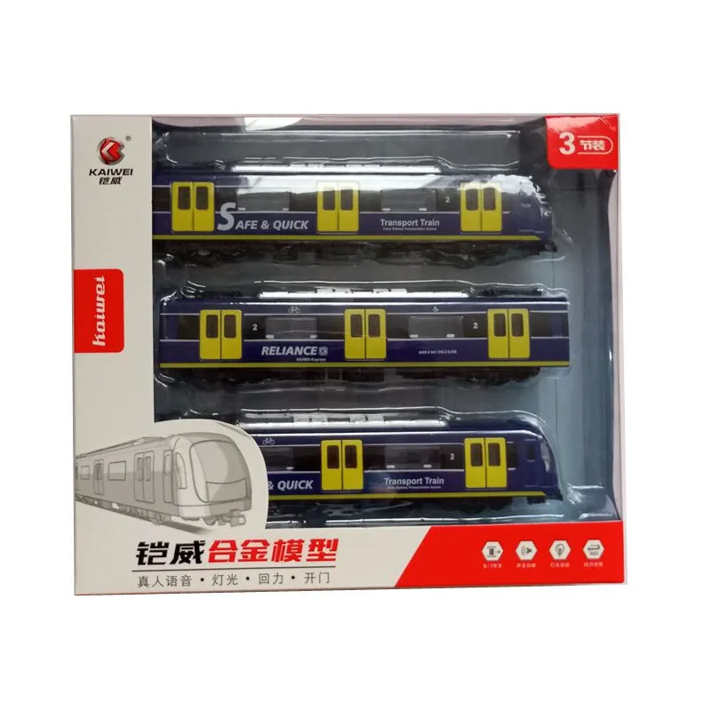 

Alloy City Rail Underground Train Toy Model Sound And Light Recoil Can Open The Door Three Sections Loaded Boys Children's Toy