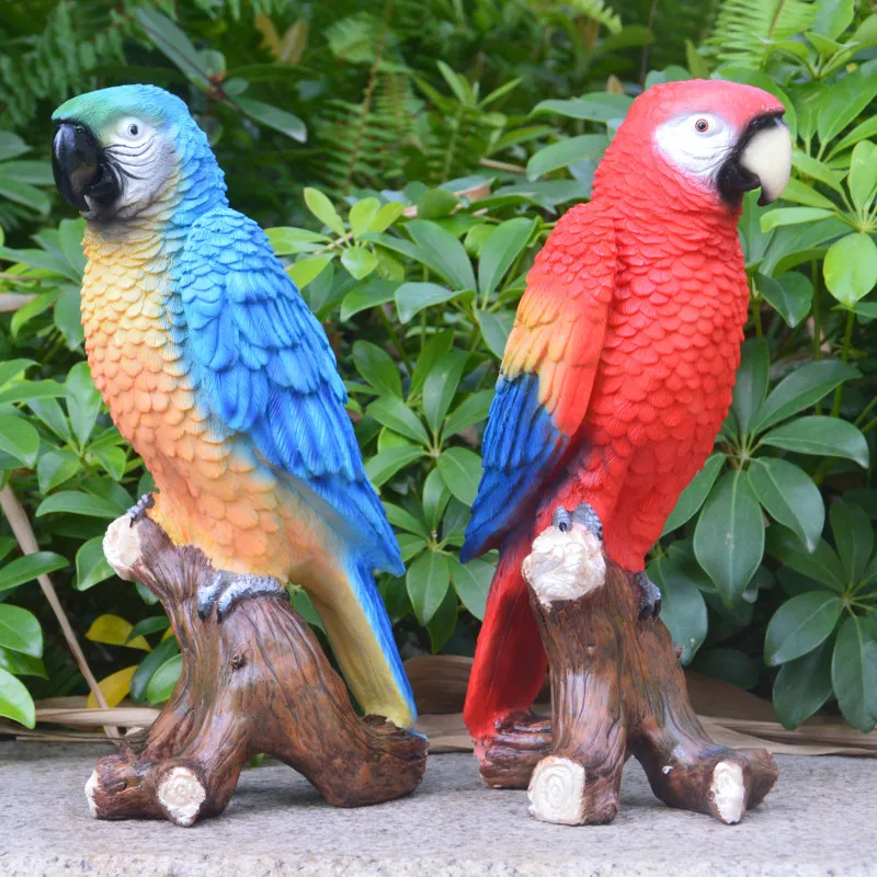 Durable Fake Simulation Parrot Desktop Ornament Figurine Resin Patio Decoration Half Side Lifelike Sculpture Garden Floor Jardin
