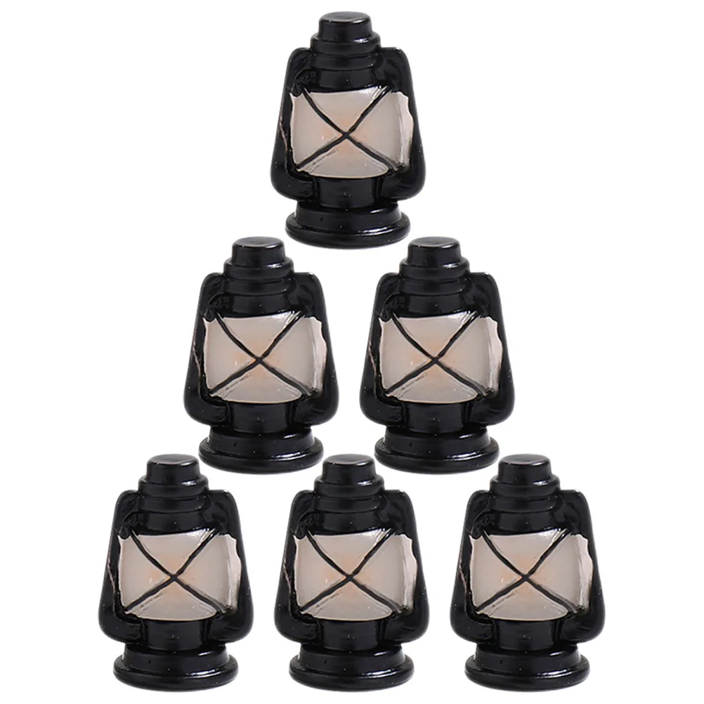 

6pcs Miniature Lantern Resin Lamp For Dollhouse Decor Micro Landscape Diy Tiny Home Desktop Ornament Mini House