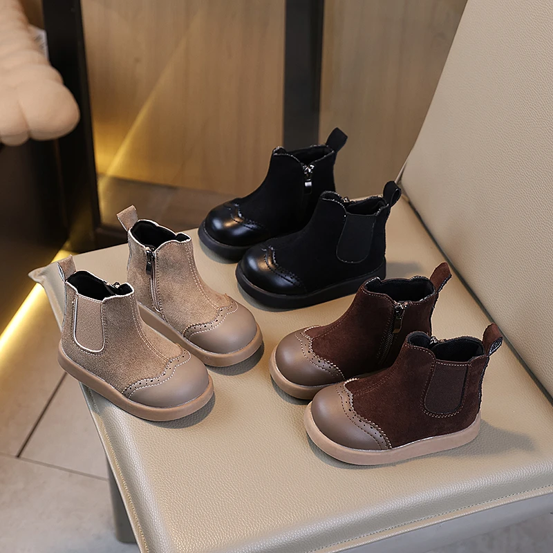 

Весна-Осень 2022, новые детские короткие сапоги в западном стиле в корейском стиле на мягкой подошве, сапоги принцессы, модные короткие сапоги