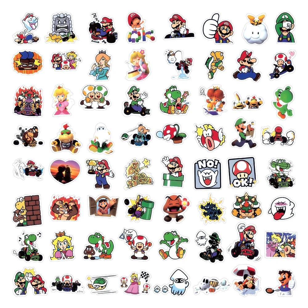 10/30/60pcs Super Mario Bros Anime Game Stickers Funny Cartoon Sticker DIY Water Bottle Phone Luggage Decoration Decals Kids Toy