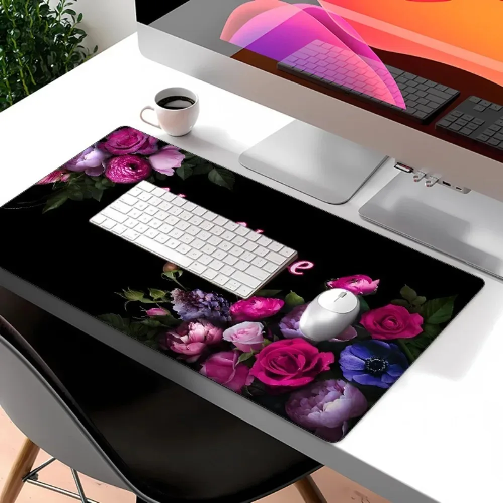 CIFbuy Custom Name Rose Flower Gaming Mouse Pad, Multi‑Sizes Large Desk Mat Non‑Slip Rubber Base for Home Office Decor