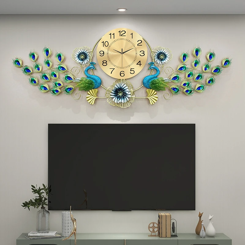 Metall Wand Kunst Pfau Wanduhren Ästhetische Schlafzimmer Design Stille Uhr Wand Nordic Restaurant Orologio Da Parete Home Design