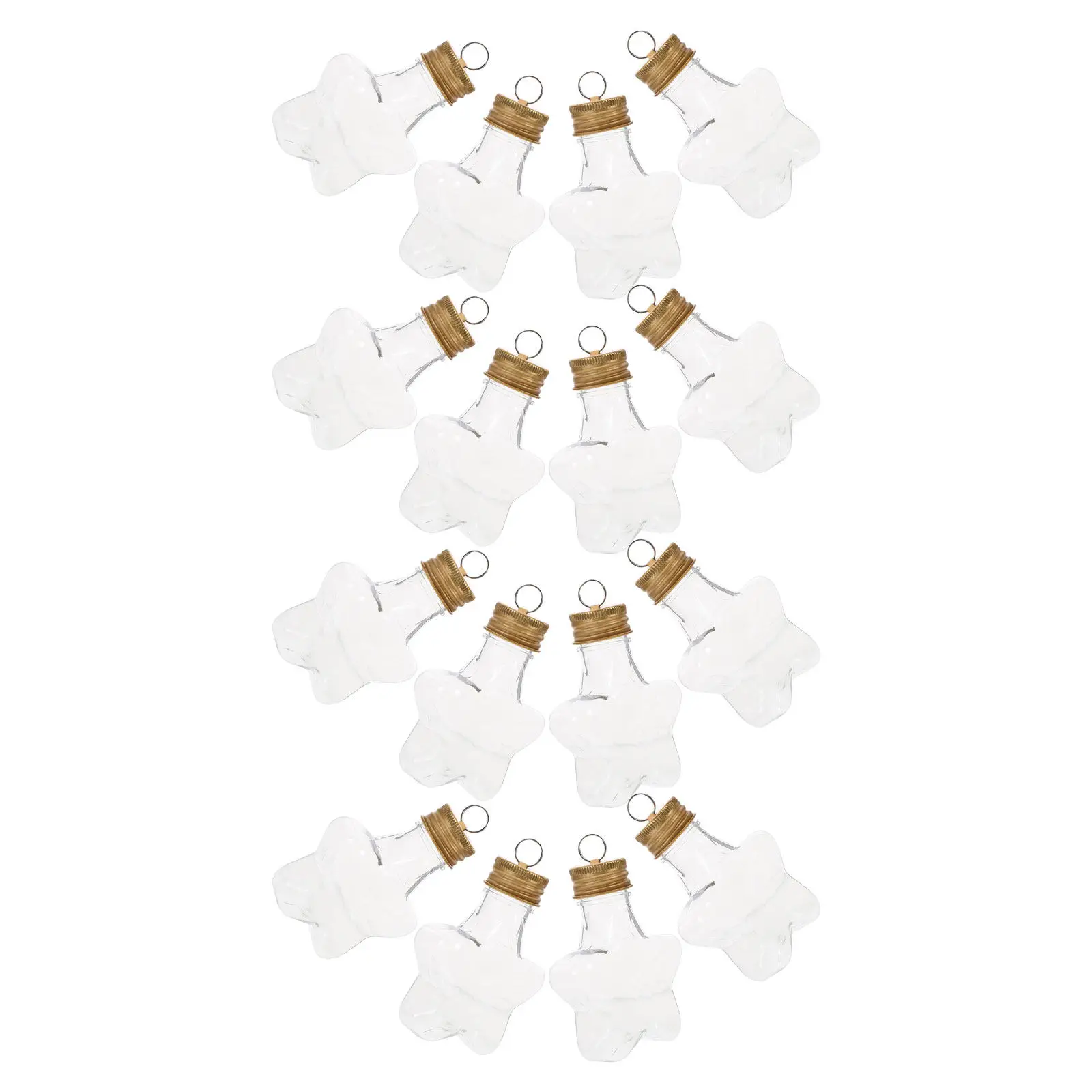 16Pcs Star Candy Jars with Lid Plastic Christmas Fillable Ornament Bottles Hanging Bottle Decor Candy Cookie Storage Containers