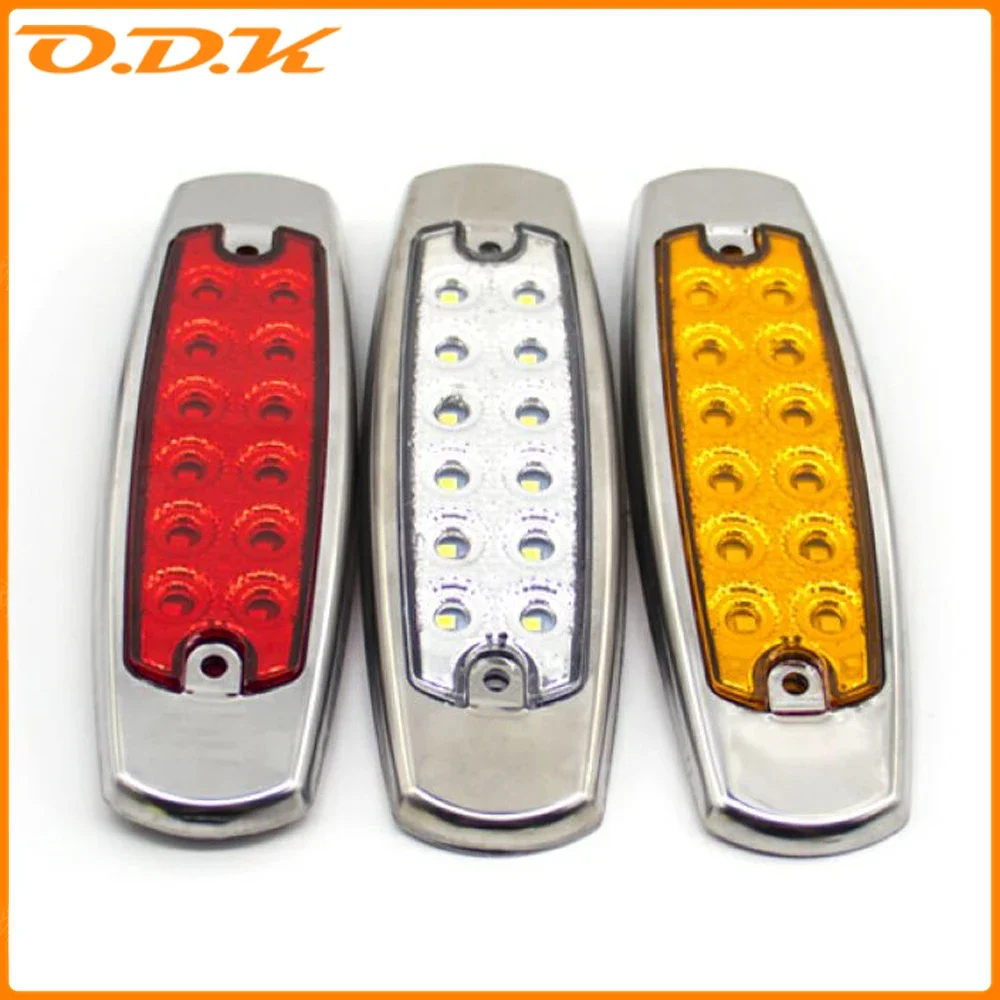 2pcs 12 LED 12V 24V Car Trucks LED Side Marker Lights Chrome Turn Signal Lamp Truck Trailer Lorry Caravan Bus Van Boat Caravan