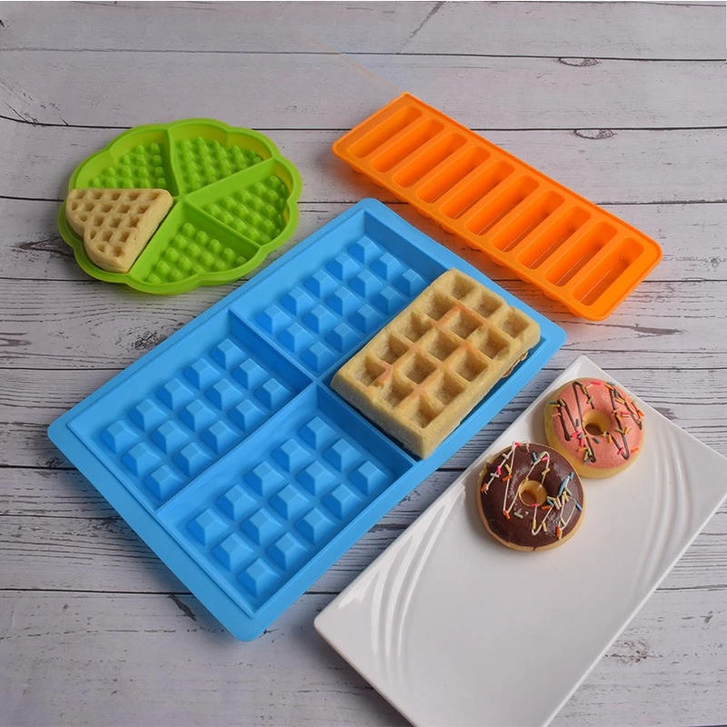 

Non-stick Silicone Waffle Mold Rectangle Shape Cake Mould for Oven High-temperature Baking Kitchen Bakeware