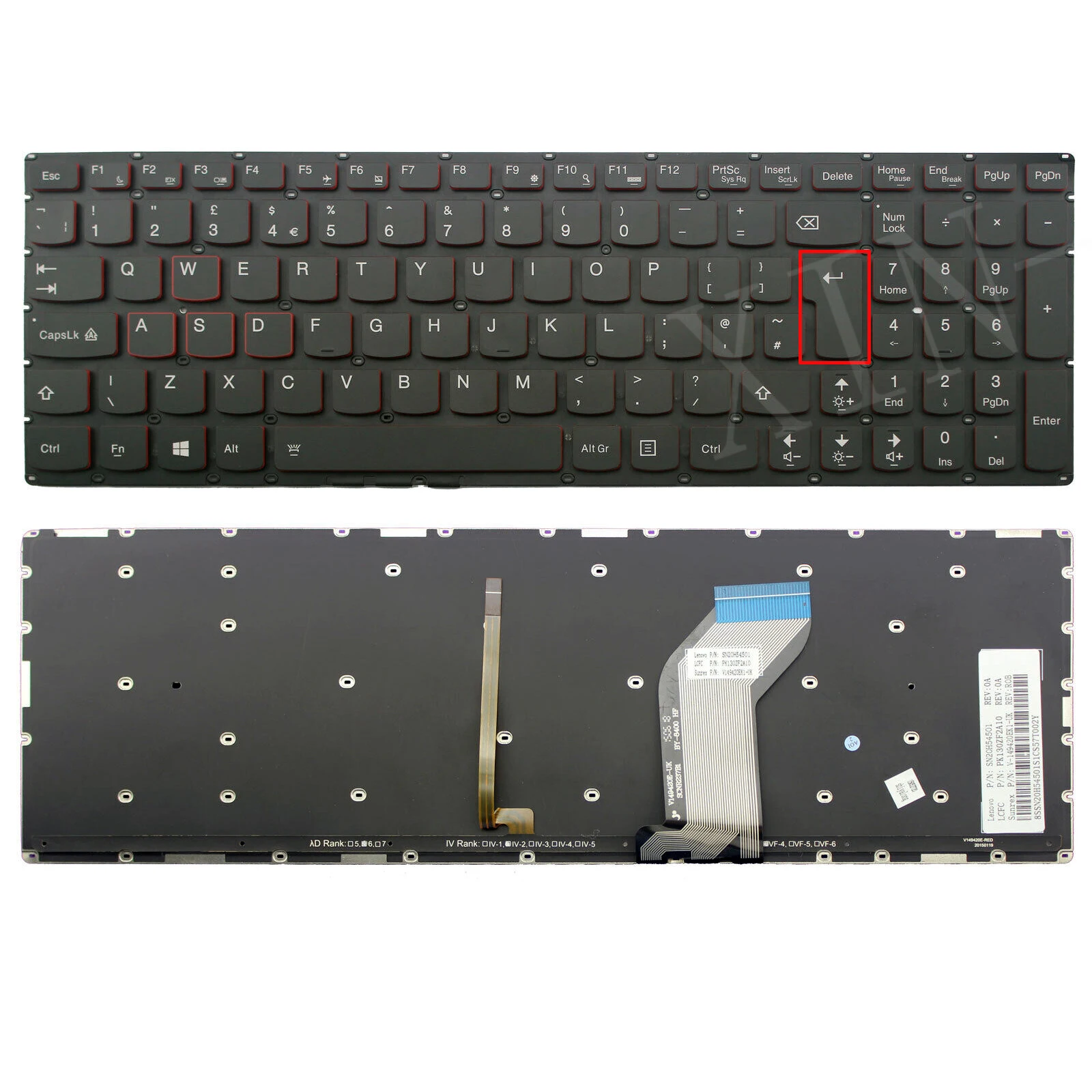 

UK Backlit Keyboard For Lenovo ideapad Y700-15ISK Y700-17ISK Y700-15ACZ Black