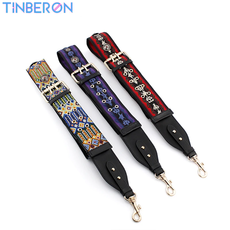 

TINBERON Canvas Widened Shoulder Straps Apply Saddle Bag Adjustable Rivet Crossbody Shoulder Bag Straps Leather Bag Accessories