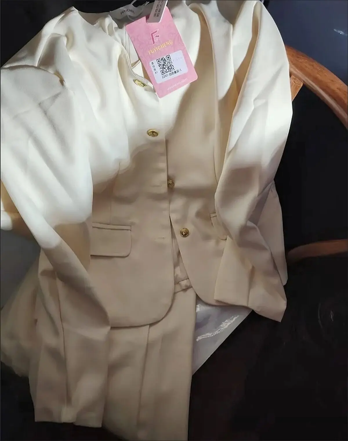 Spring Autumn A Complete Set Of Generous And Decent Fashion Temperament Advanced Sense Of small Fragrant Style Beige Pants Sets
