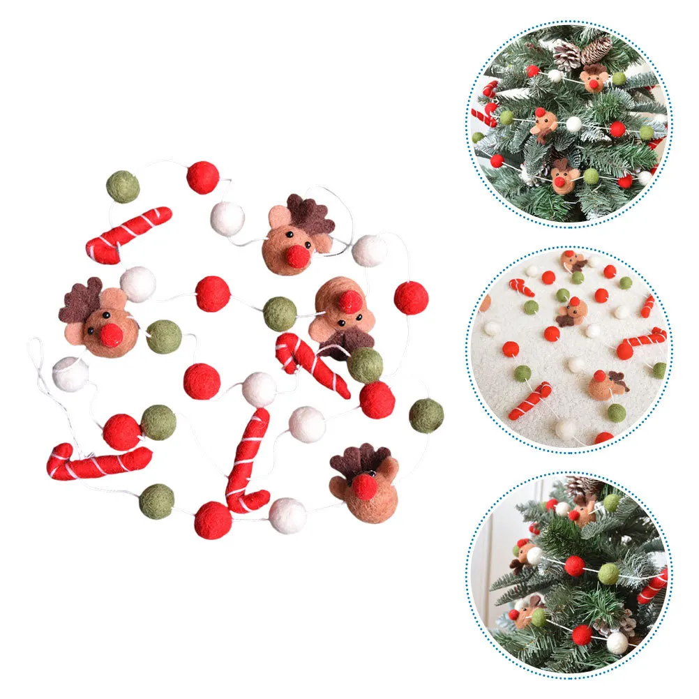 

1 String Christmas Deer Wool Felt Hanging Ornament Premium Christmas Tree Pendant Door Wall Decor Xmas Party Supplies