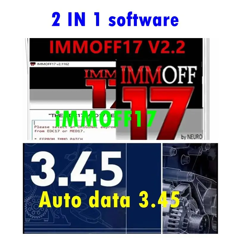 2 IN1 Auto data 3.45 Auto Repair Software +  iMMOFF17 Software EDC17 Immo Off Ecu Program NEUROTUNING Immoff17 Disabler