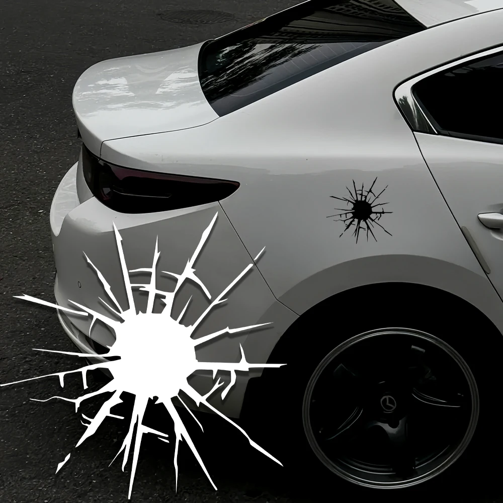 1 Stück Kugelloch-Glasbruch-Autoaufkleber Selbstklebender Wasserdichter Vinyl-Aufkleber für Autokarosserie Fenster Kofferraum Motorradverkleidung