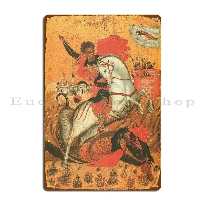 Saint George Byzantine Iconography Metal Sign Rusty Plaques Pub Printing Designs Tin Sign Poster