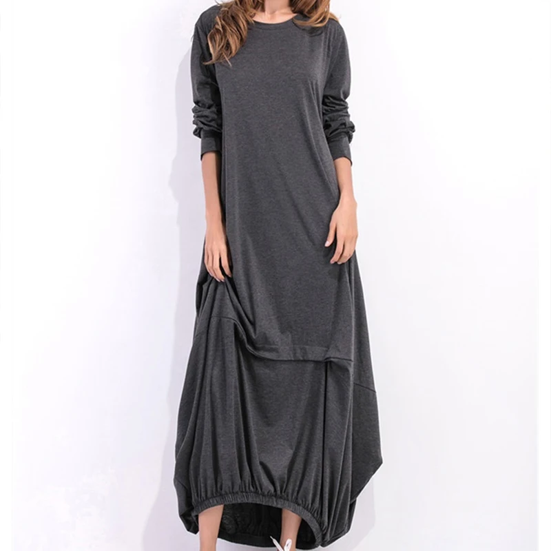 

New Autumn Winter Women's Round Neck Long Sleeve Lantern Dress