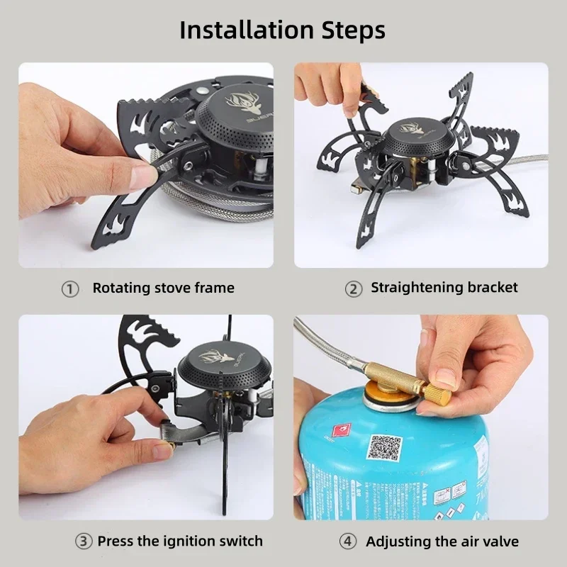 Strong Firepower Camping Stove Portable Tourist Gas Burner Foldable Outdoor Gas Stove Hiking Picnic Barbecue Cooking Cookware